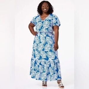Cato | PLUS SIZE PALM LEAF BUBBLE SLEEVE TOP & SKIRT 2 PIECE SET